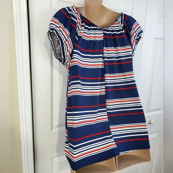 Jennifer Lauren Striped Peasant Top - Picture 6 of 9